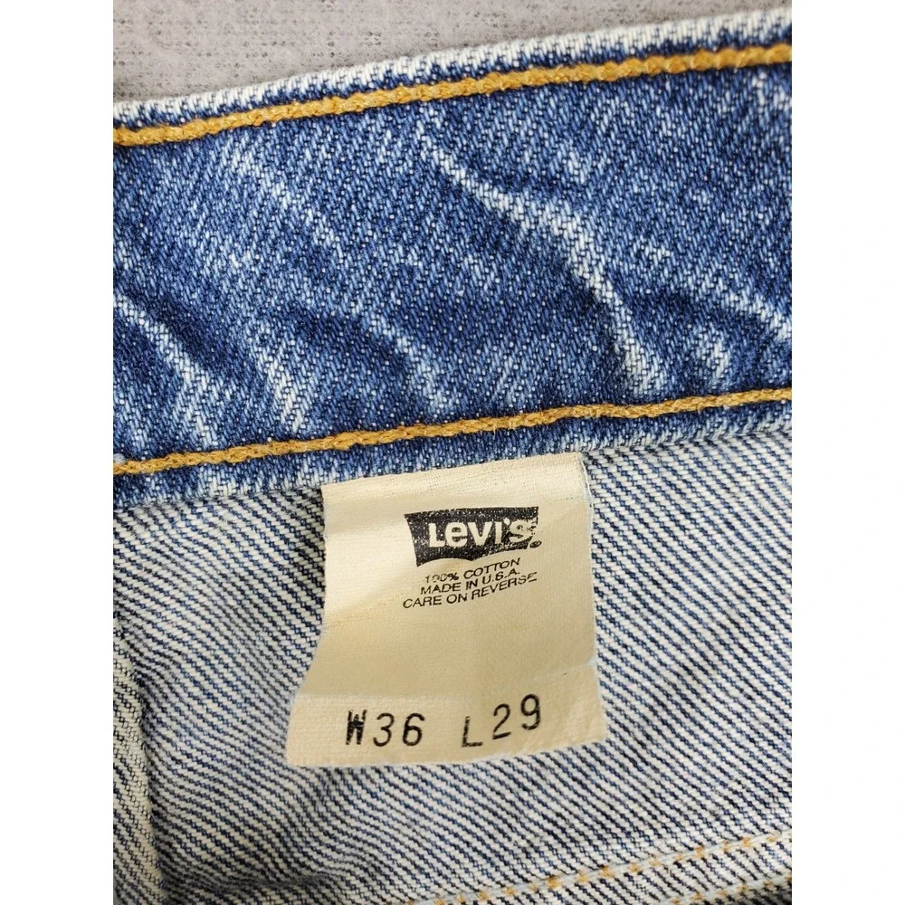 Levi's 517 Bootcut Jeans Men 36 Blue Vintage Orange Tab Made in USA Raw Hem 90s